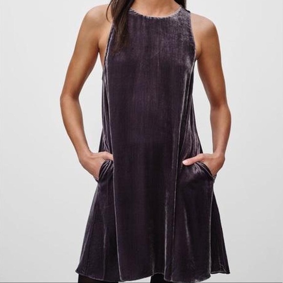 Aritzia Wilfred Silk Velvet Dress in Purple/Grey - Picture 1 of 4